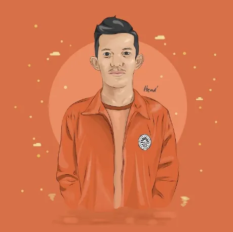 Potret vektor berjaket oranye dengan latar oranye