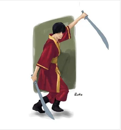 Ilustrasi lukisan seorang pendekar berjubah merah