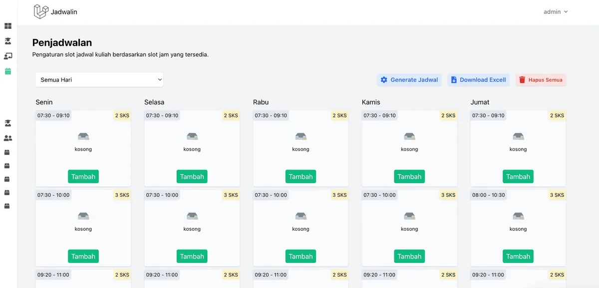 Schedule overview