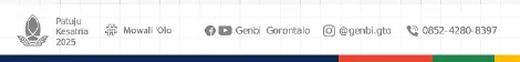 Footer template dengan logo visi, akun media sosial, dan garis empat warna