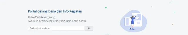 Hero halaman beranda dengan judul, sapaan, dan satu kolom pencarian